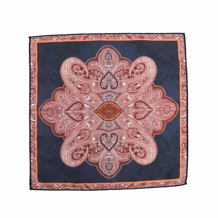 Artisan Silk Jacquard Pocket Square Set - 2-Piece Paisley Medallion Design in Rust & Gold suppliers