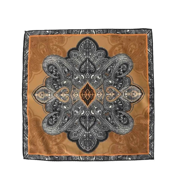 Artisan Silk Jacquard Pocket Square Set - 2-Piece Paisley Medallion Design in Rust & Gold best