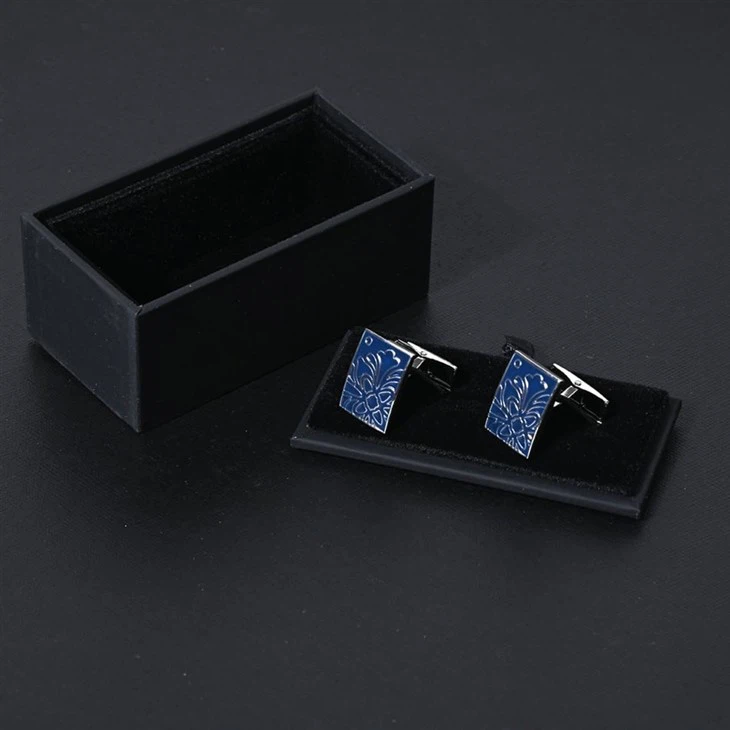 YiLi Custom Enamel Cufflinks - Red & Blue Floral For Business & Weddings